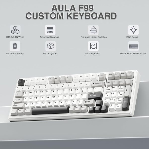 plunoro 99 Wireless Mechanical Keyboard,Tri-Mode BT5.0/2.4GHz/USB-C Hot Swappable - Image 2