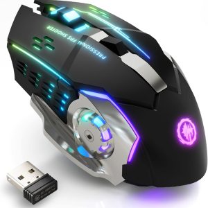plunoro Wireless Gaming Mouse Bluetooth Mouse RGB Rechargeable 2.4G USB