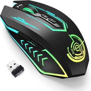 plunoro Wireless Gaming Mouse Up to 12000 DPI, Rechargeable USB-C Wireless Mouse