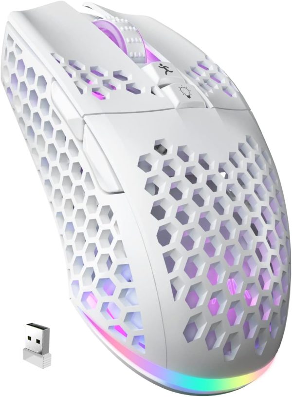 plunoro SM600 White Wireless Gaming Mouse,8000 DPI Tri-Modes BT5.1/Type-C Wired/2.4G