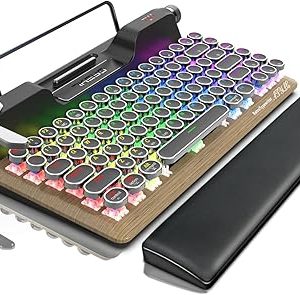 plunoro 7KEYS Retro Typewriter Mechanical Gaming Keyboard, Vintage Style